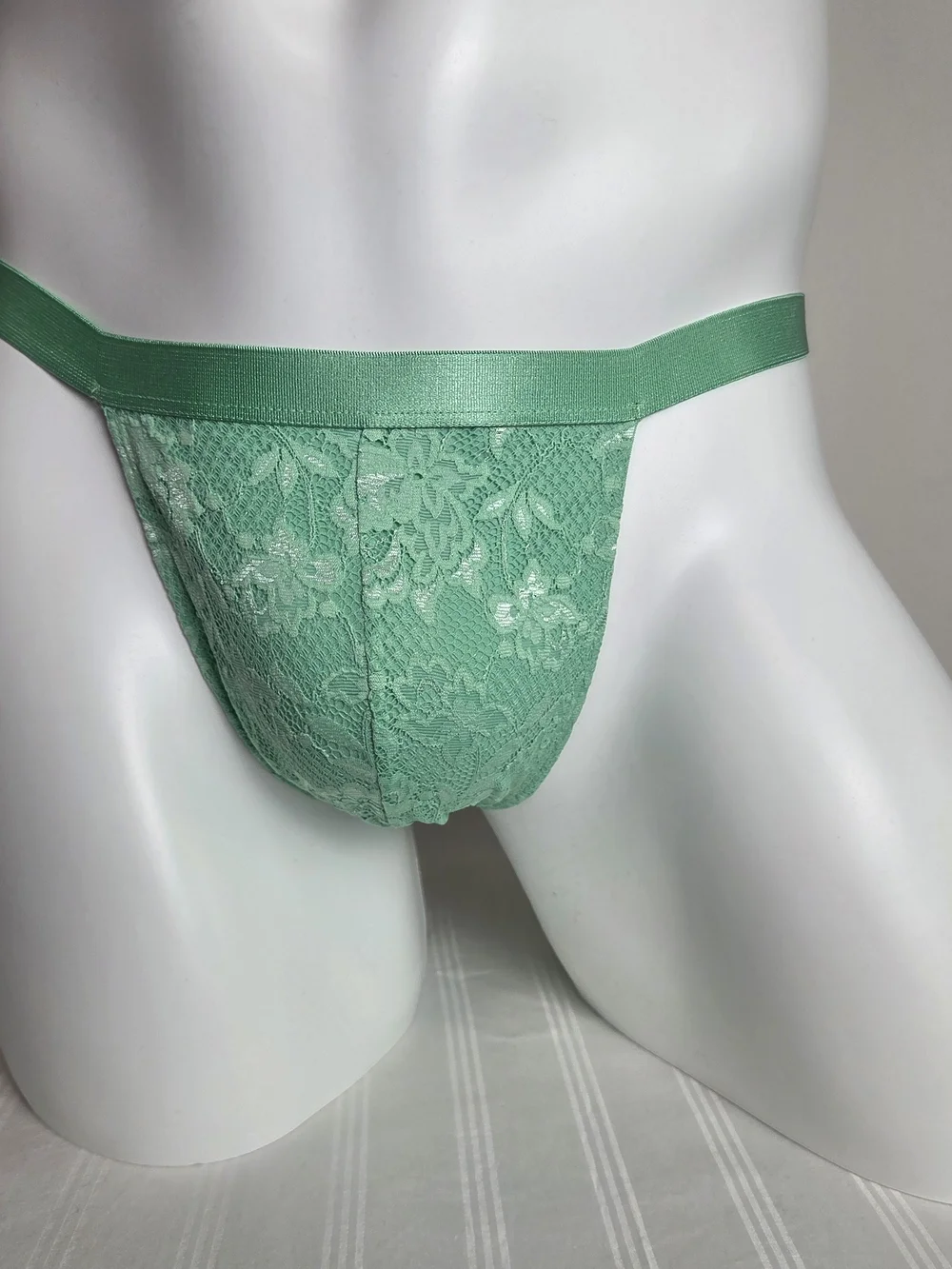 Cosabella Men's Low-Rise Lace Thong in Mint Green